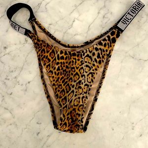 Large leopard print high cut bikini bottoms